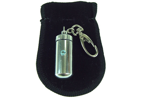 Cápsula prendedora de saquinho com pedrinha azul