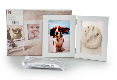 Molde da patinha branco com espaço para foto