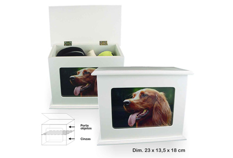 Baú laqueado com porta objetos e porta retrato